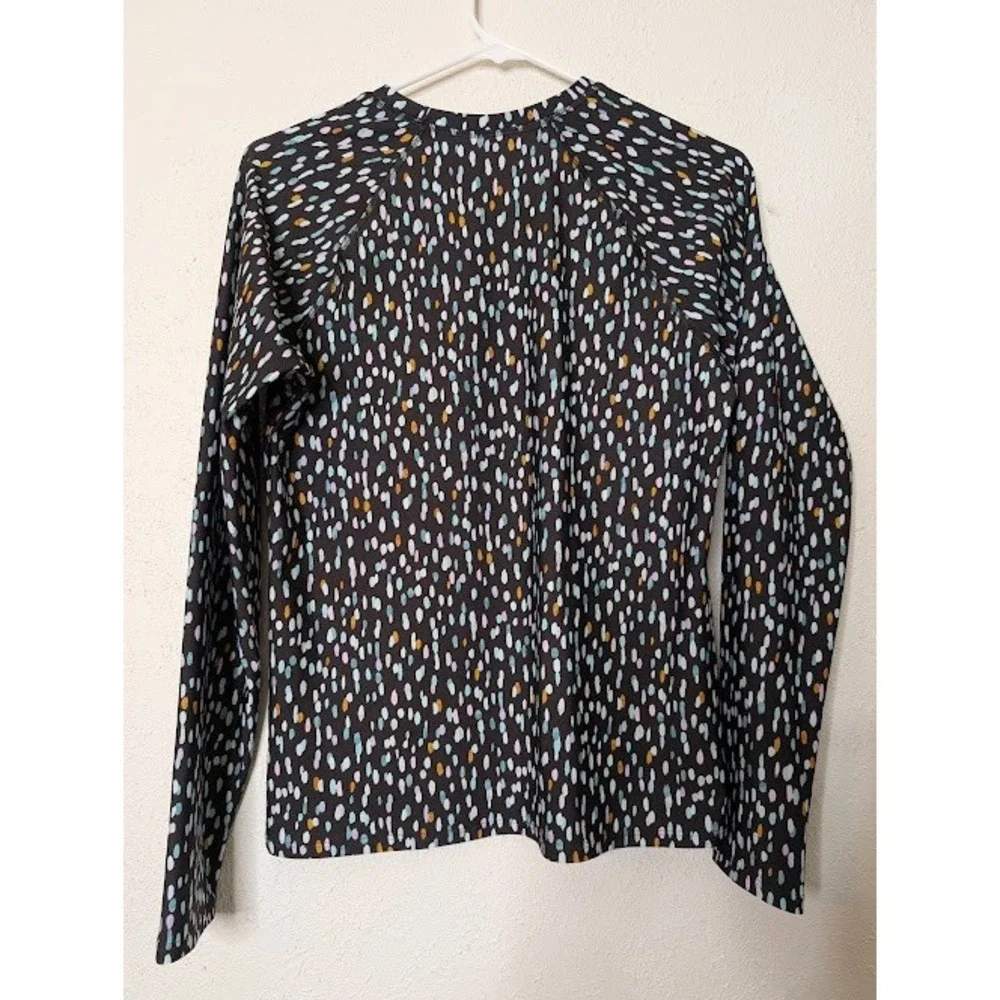 Title‎ Nine Womens Rash Guard Top Shirt M Long Sleeve Beach UPF Polka Dots Beach